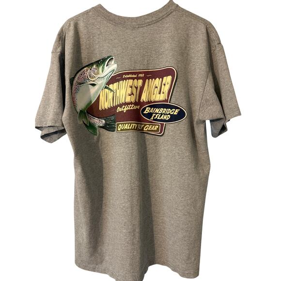 Vintage Northwest Angler Outfitters Bainbridge Island Fly Fishing Tshirt Gray L - Picture 2 of 4